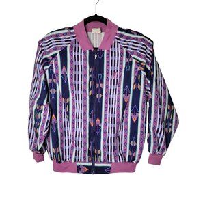 Prince Sports Wear VTG Women's S Purple Southwestern Print Lightweight Jacket